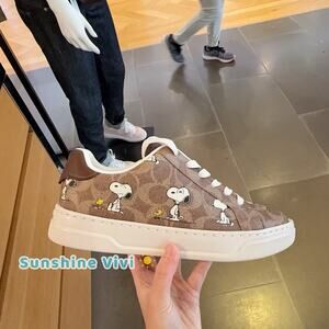 NEW Coach X Peanuts Woman CBZ77 Sneaker Signature Canvas Shoes US 6